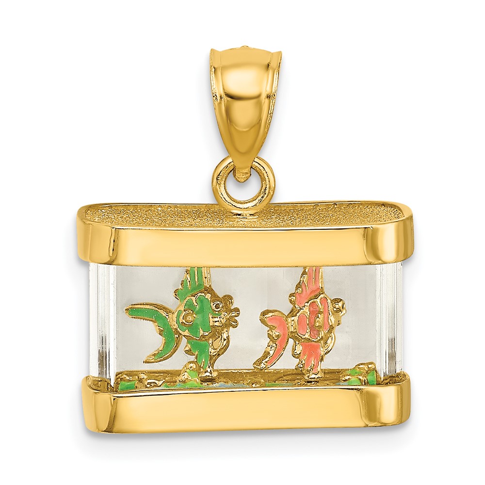 14K 3-D Moveable Enamel Fish Aquarium Charm (K6737)