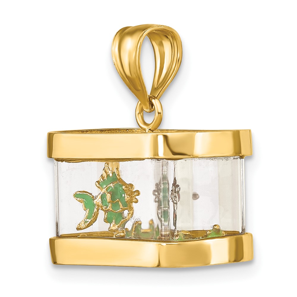 14K 3-D Moveable Enamel Fish Aquarium Charm (K6737)