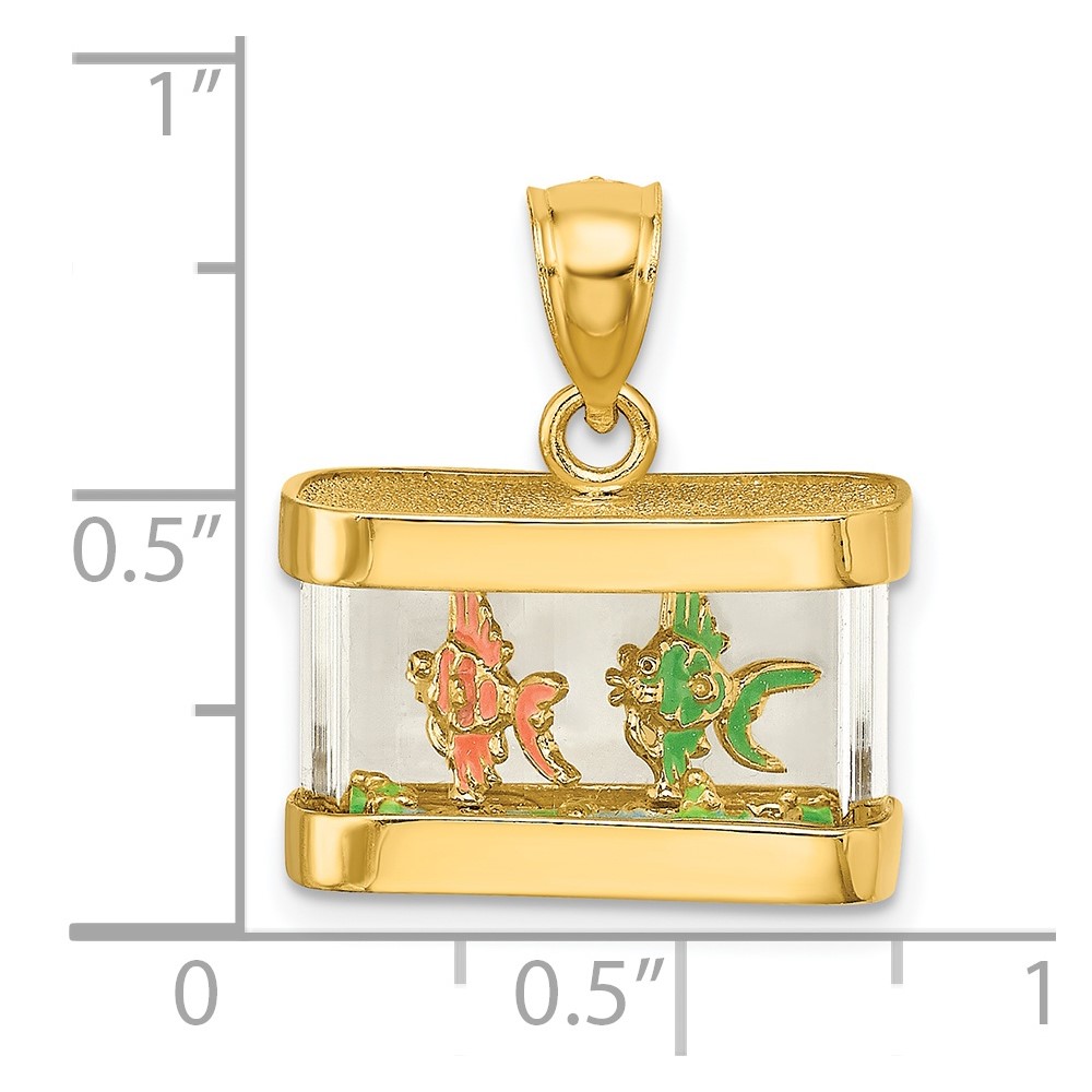14K 3-D Moveable Enamel Fish Aquarium Charm (K6737)