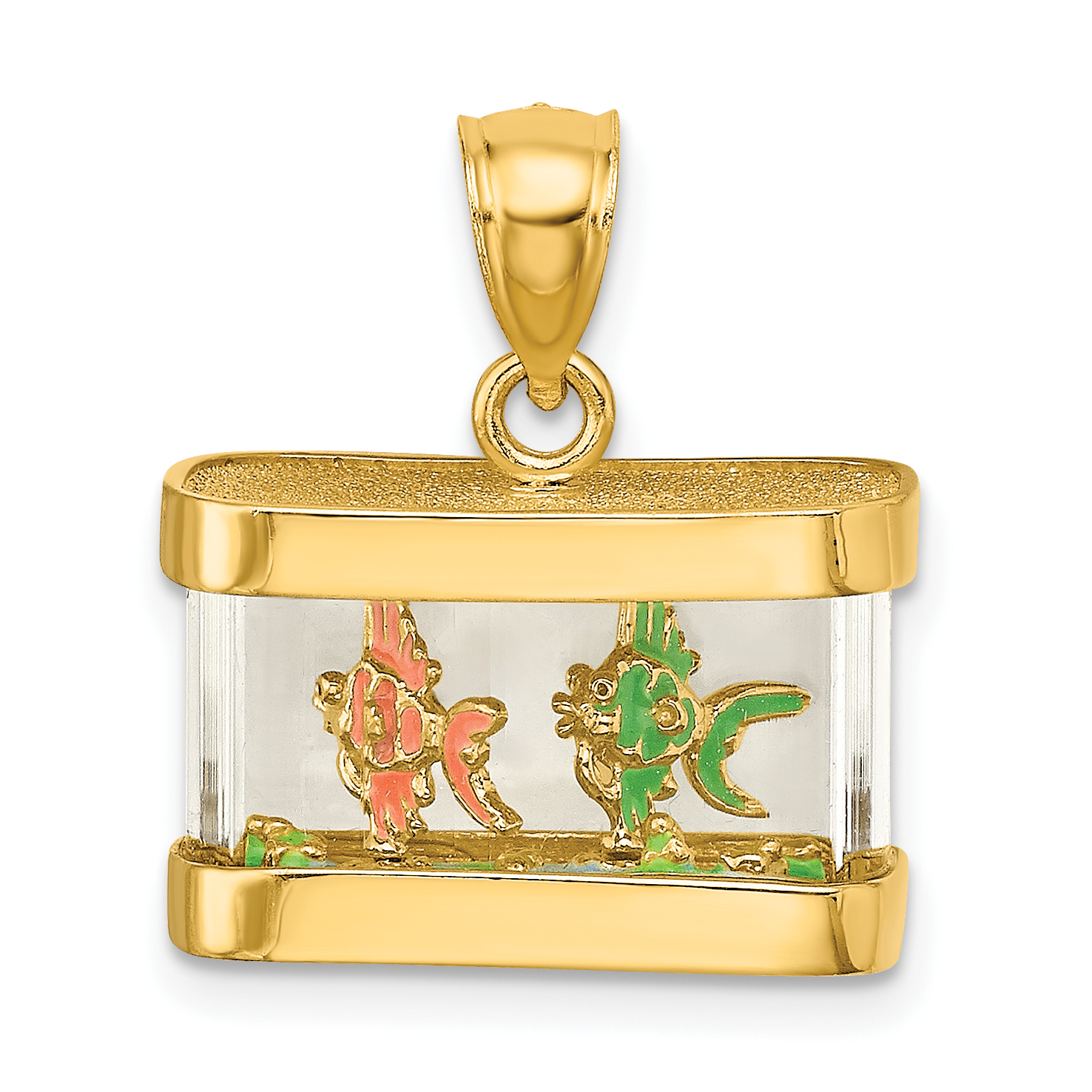 14K 3-D Moveable Enamel Fish Aquarium Charm (K6737)