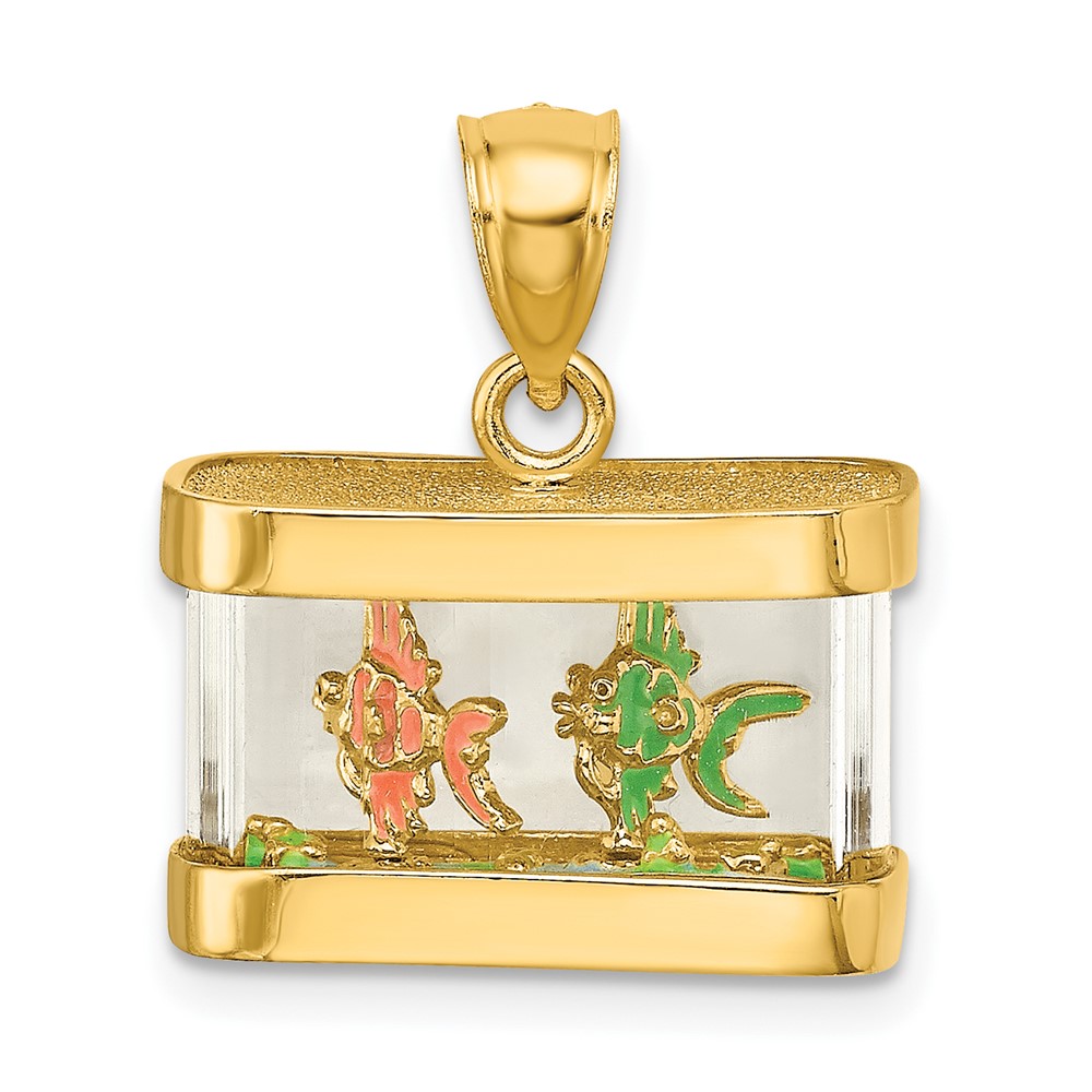 14K 3-D Moveable Enamel Fish Aquarium Charm (K6737)