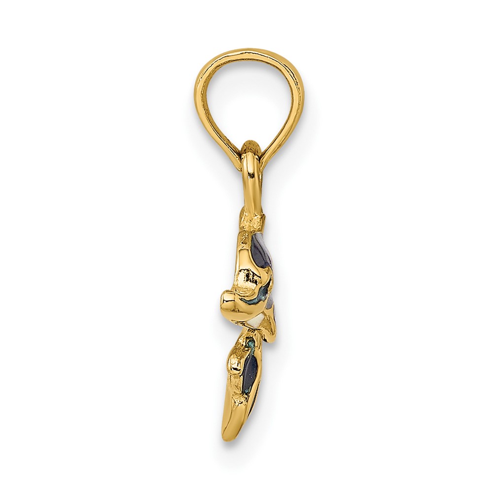 14K Blue Enamel Dolphin Charm (K6750)
