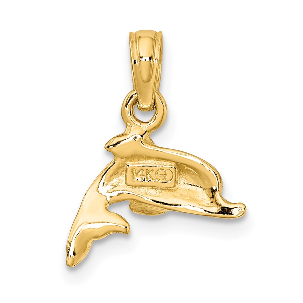 14K Blue Enamel Dolphin Charm (K6750)