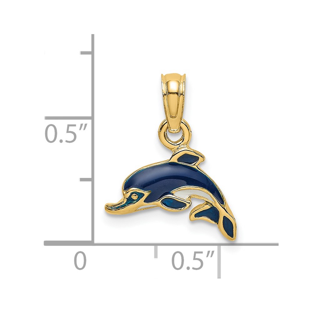 14K Blue Enamel Dolphin Charm (K6750)