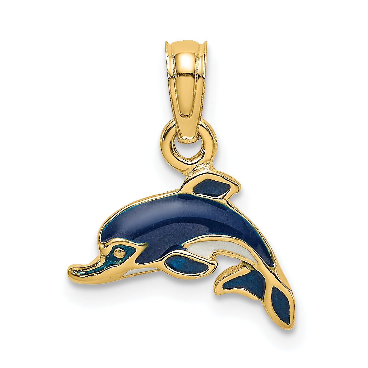 14K Blue Enamel Dolphin Charm (K6750)