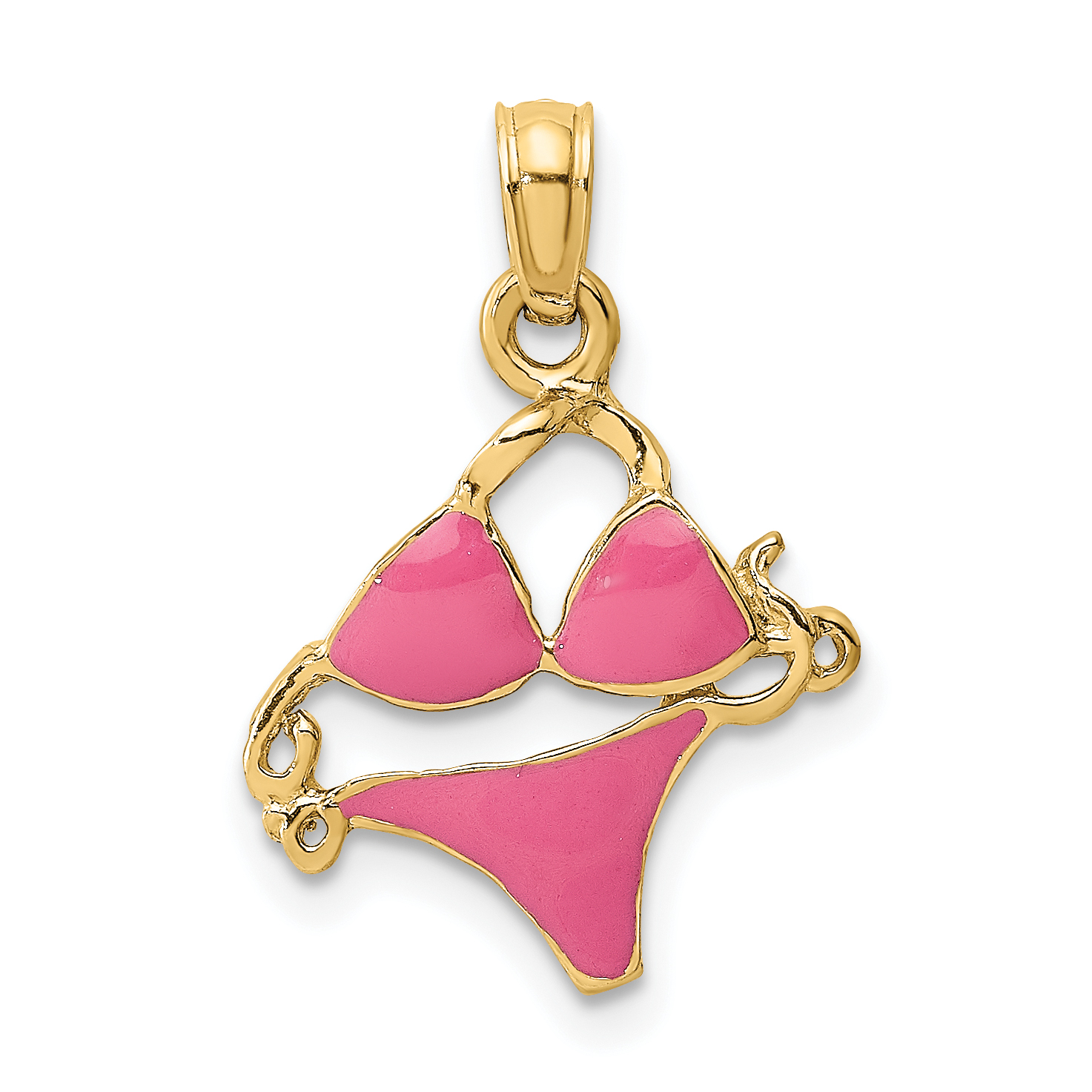 14K Pink Enameled Bikini Bathing Suit Charm (K6756)