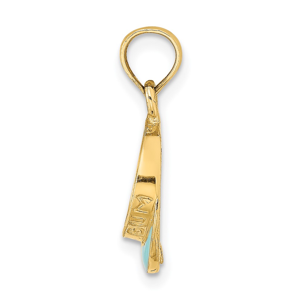 14K Aqua Enameled Beach Sun Visor Charm (K6759)