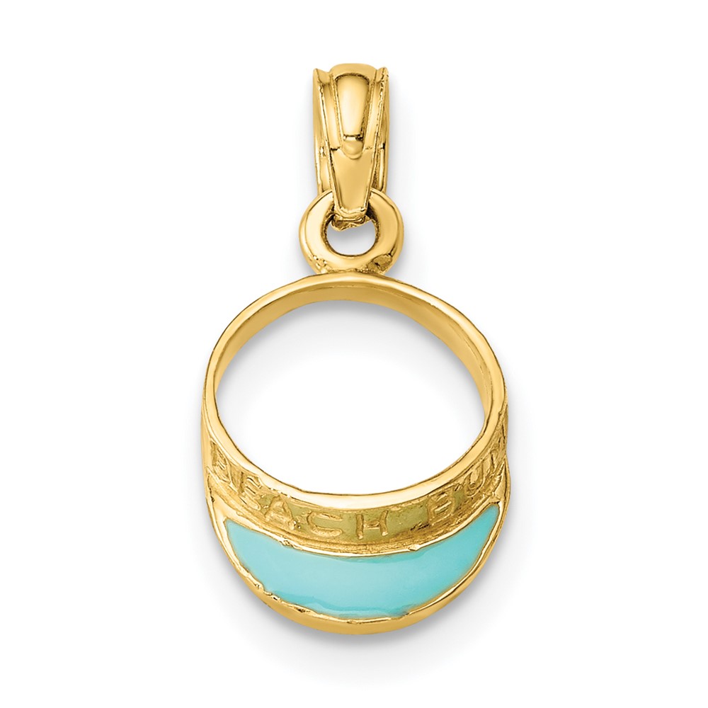 14K Aqua Enameled Beach Sun Visor Charm (K6759)