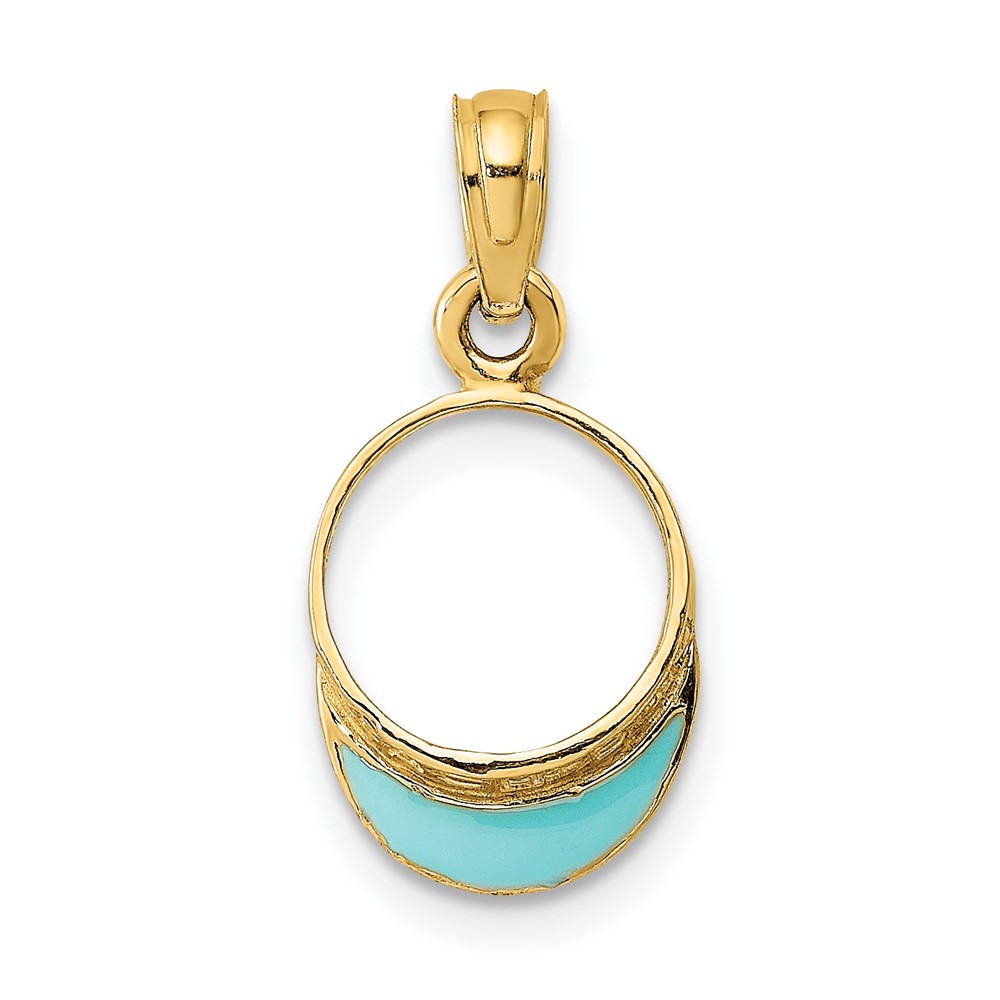 14K Aqua Enameled Beach Sun Visor Charm (K6759)