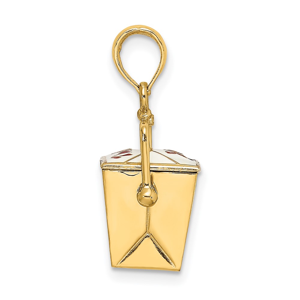 14K 3-D Enameled Moveable Chinese Take-Out Box Charm (K6807)