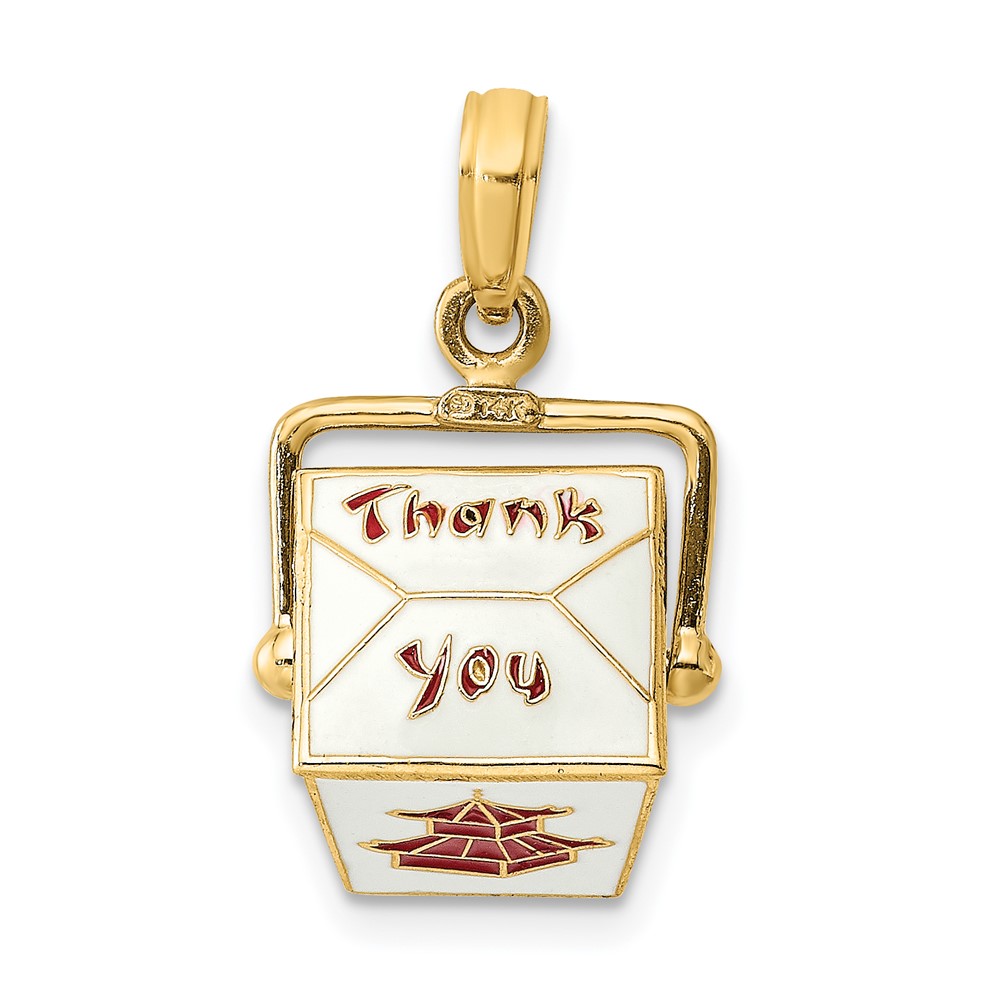 14K 3-D Enameled Moveable Chinese Take-Out Box Charm (K6807)