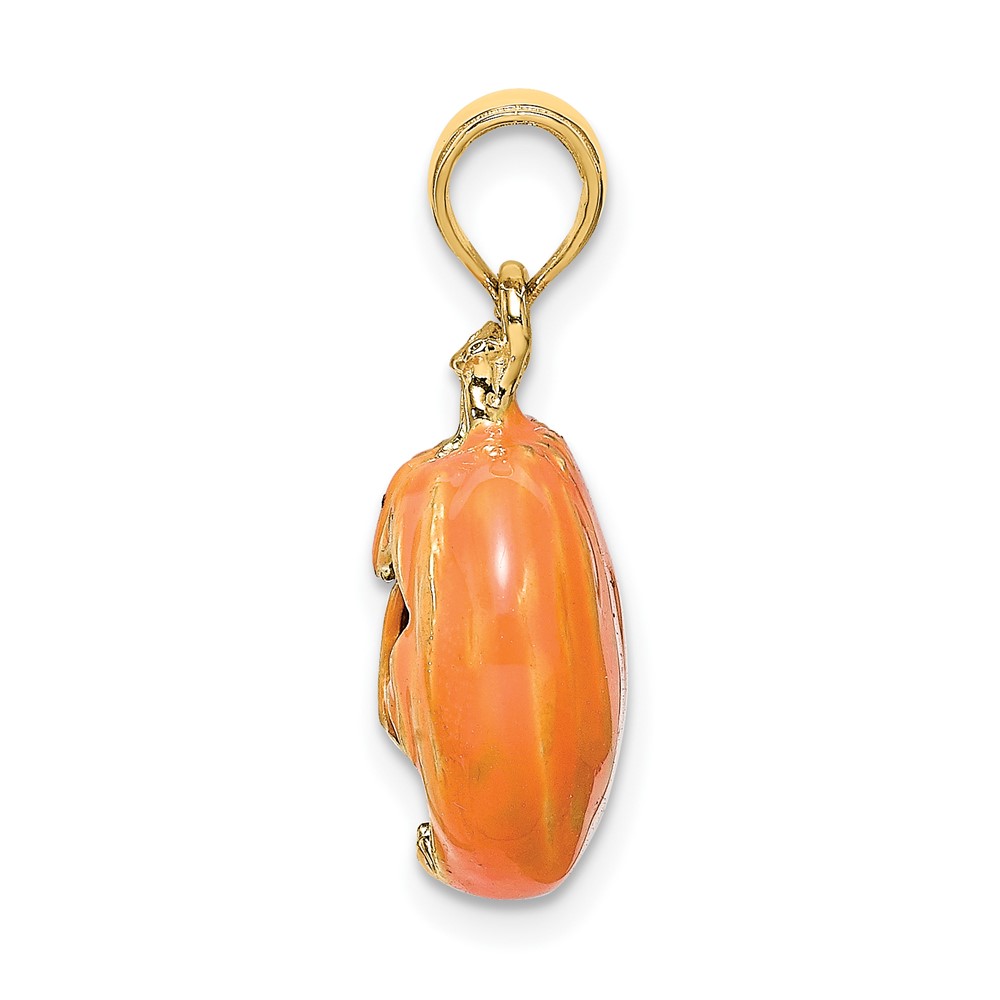 14K 3-D Enameled Pumpkin w/Black Cat and Moon Charm (K6809)