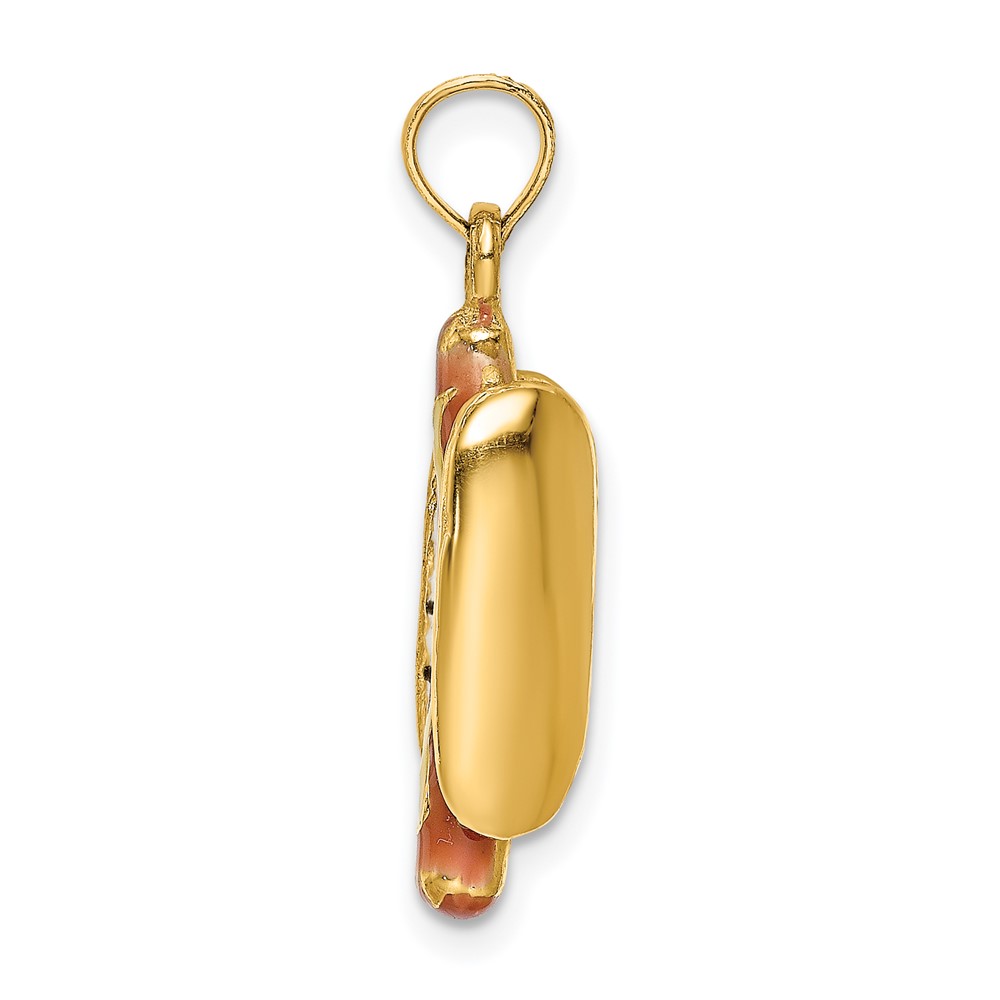 14K 3-D Enamel Hot Dog w/ Bun Charm (K6816)