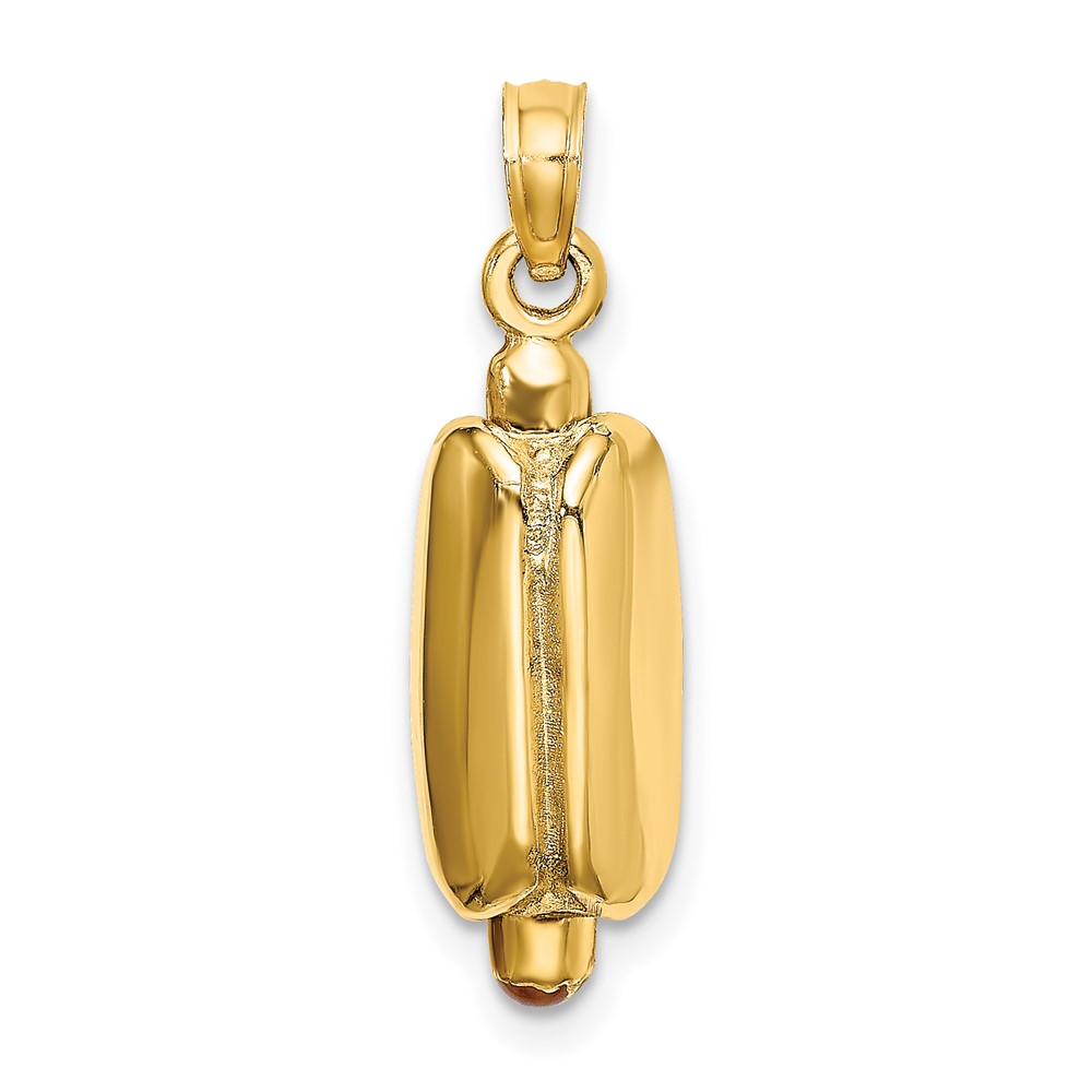 14K 3-D Enamel Hot Dog w/ Bun Charm (K6816)