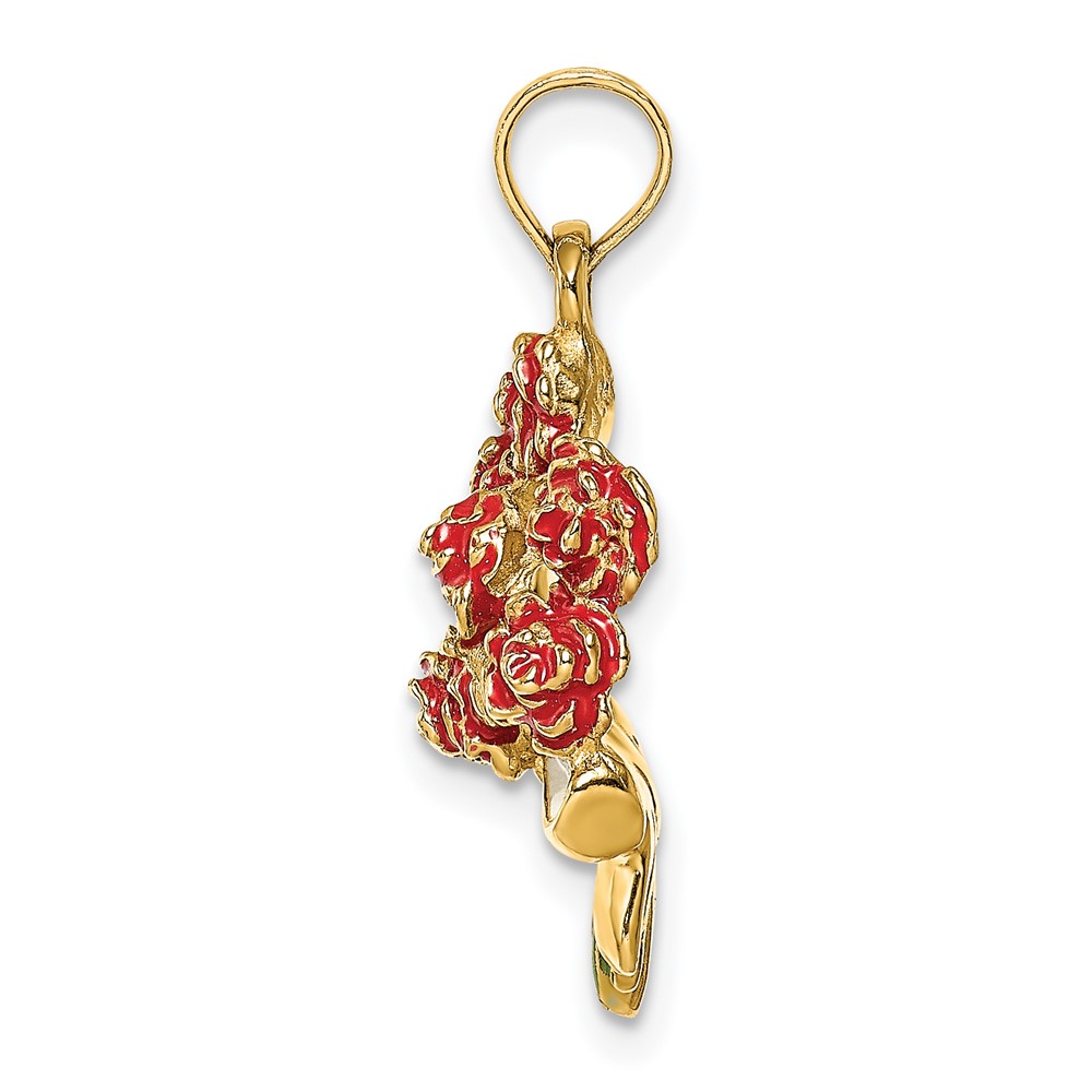 14K Enameled Bouquet of Red Roses (K6825)
