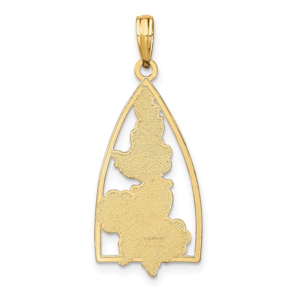 14K Enameled Ladybug and Flowers Triangle Pendant (K6834)