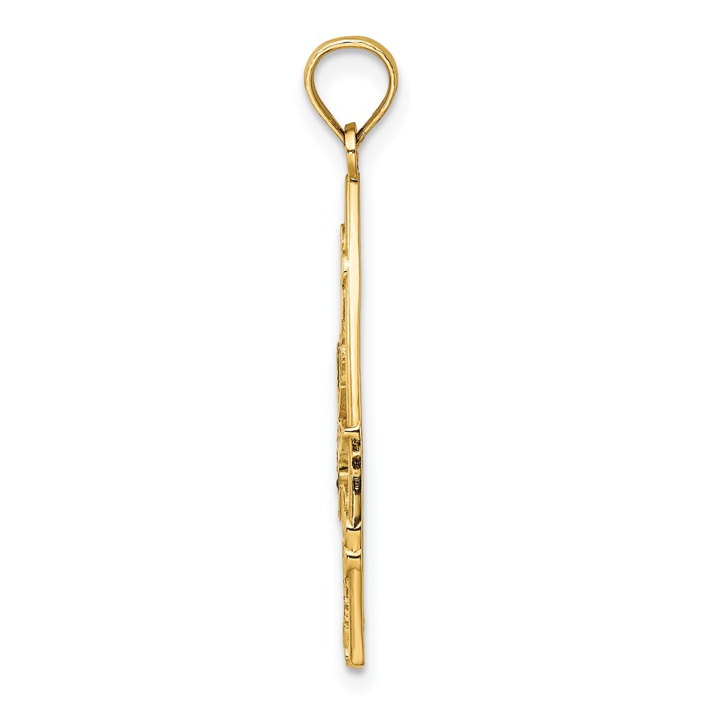 14K Enamel Dragonfly and Flowers Triangle Charm (K6835)