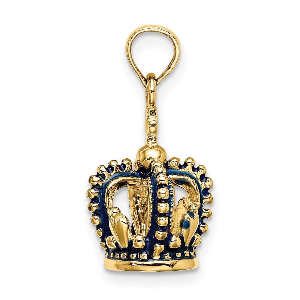 14K 3-D w/ Blue Enamel Crown Charm (K6841)