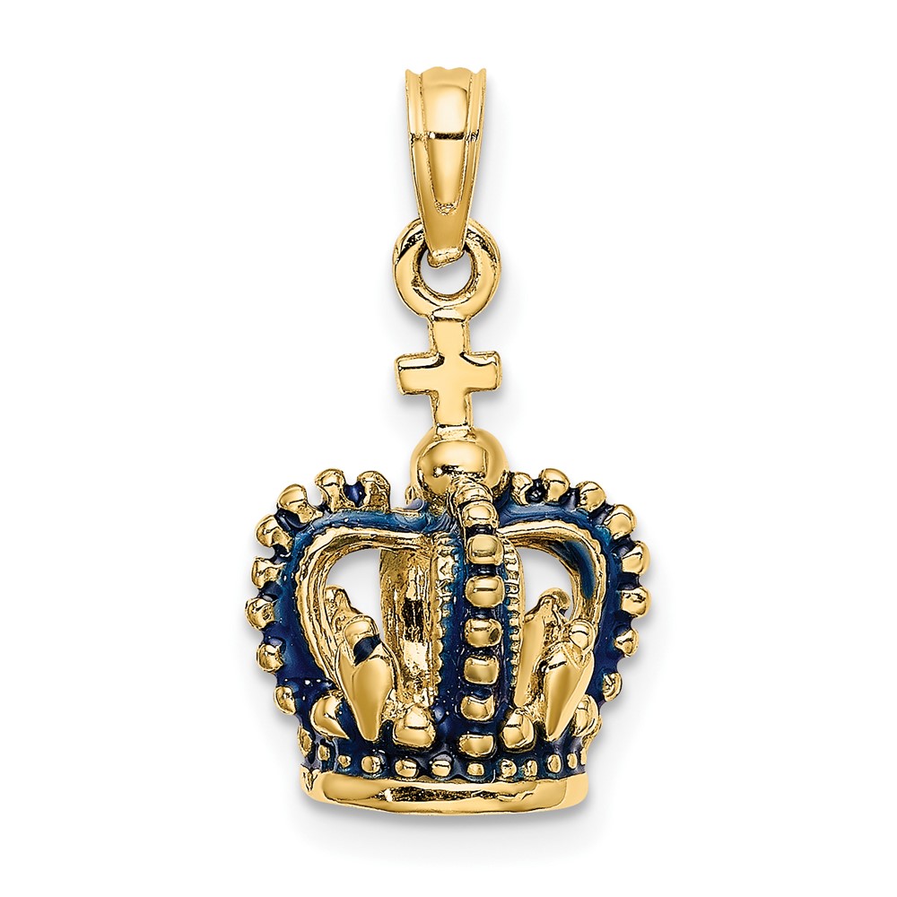14K 3-D w/ Blue Enamel Crown Charm (K6841)