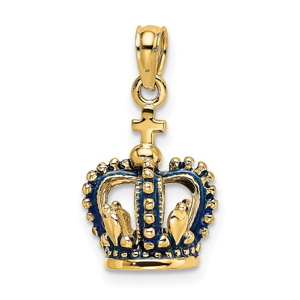 14K 3-D w/ Blue Enamel Crown Charm (K6841)