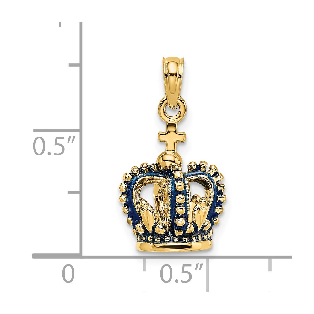 14K 3-D w/ Blue Enamel Crown Charm (K6841)