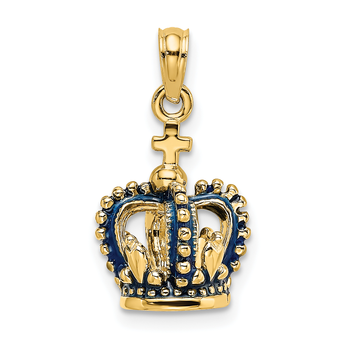 14K 3-D w/ Blue Enamel Crown Charm (K6841)