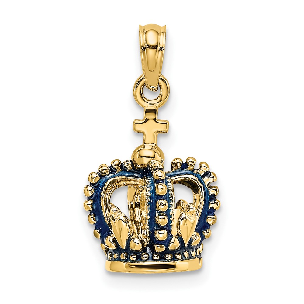 14K 3-D w/ Blue Enamel Crown Charm (K6841)