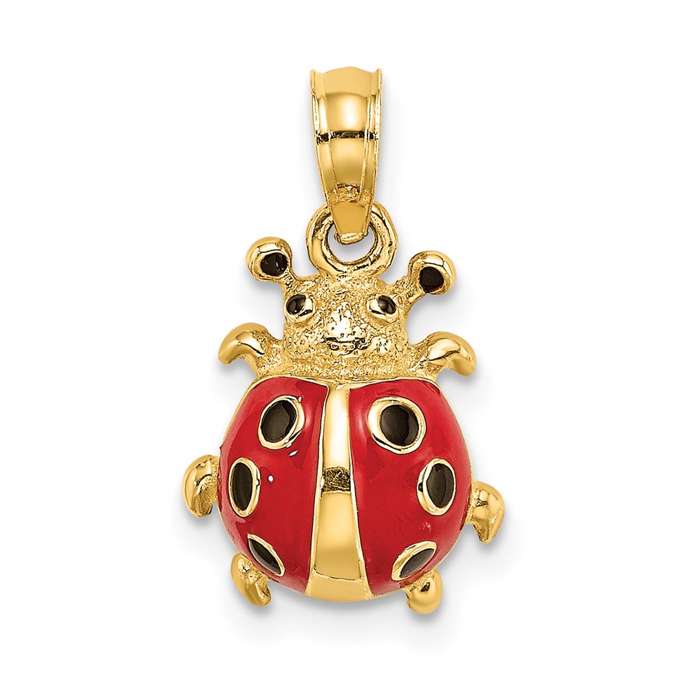 14K Yellow Gold 3-D Enamel Ladybug Pendant K6846 | eBay