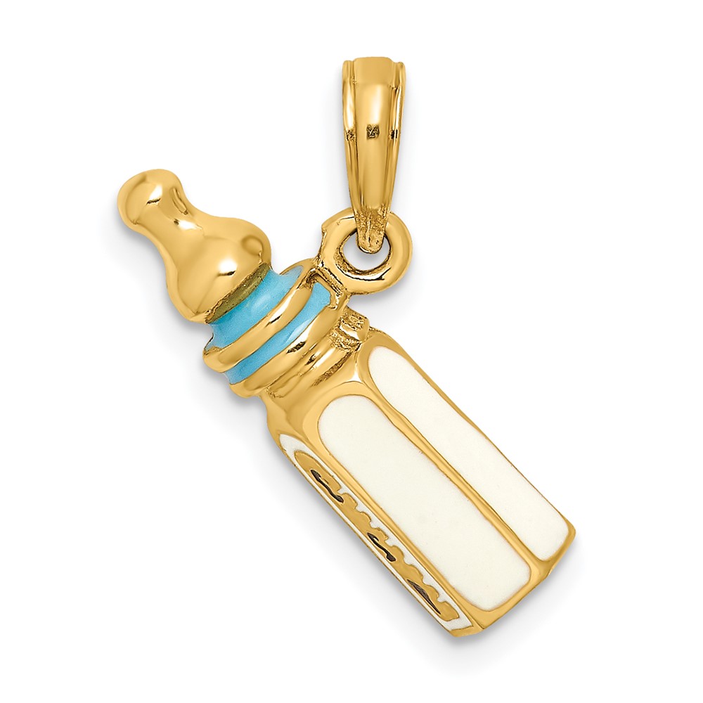 14K 3-D w/ Enamel Baby Bottle Charm (K6849)