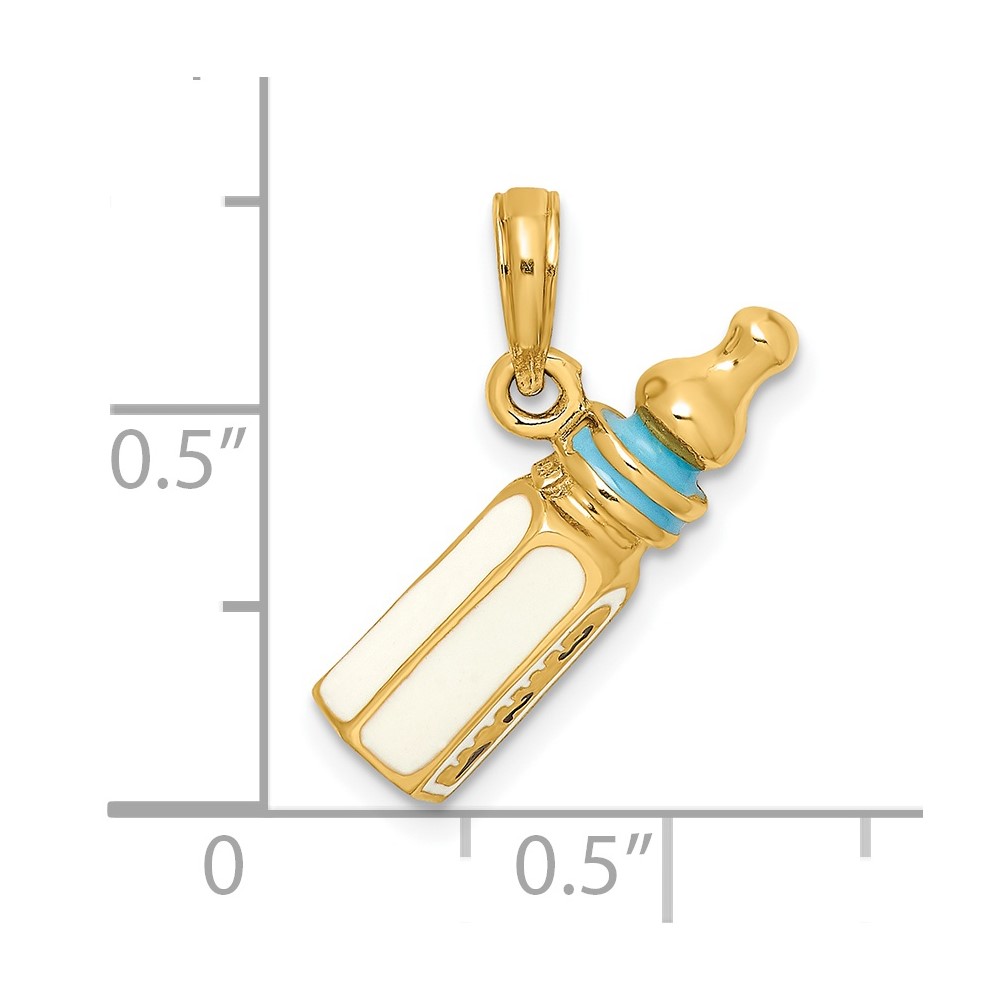 14K 3-D w/ Enamel Baby Bottle Charm (K6849)