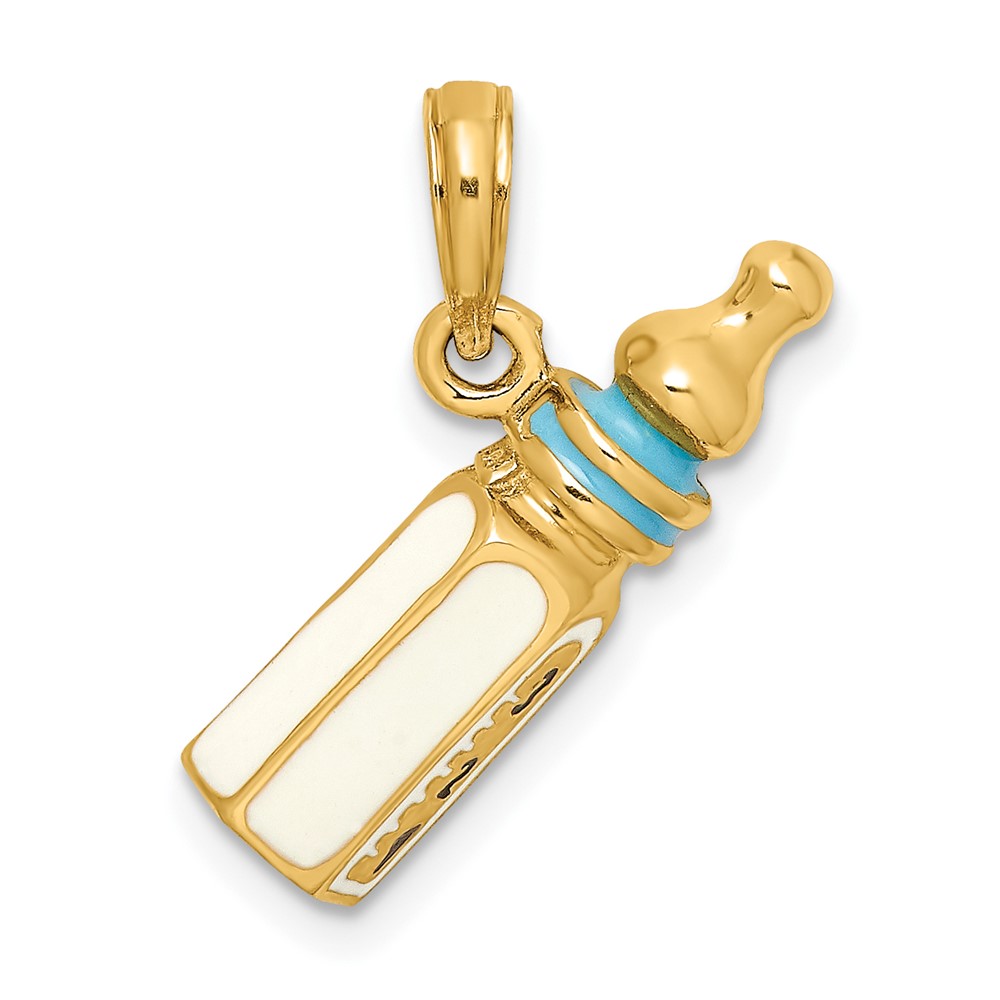 14K 3-D w/ Enamel Baby Bottle Charm (K6849)