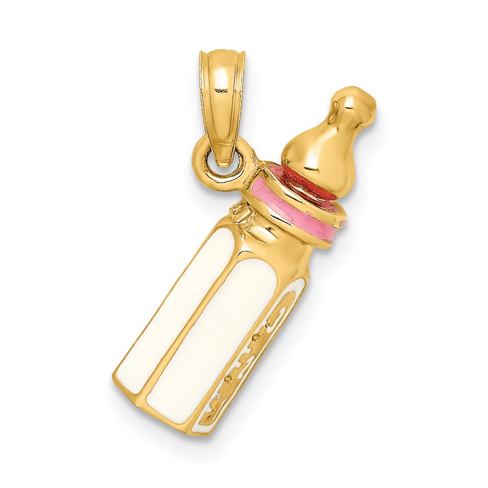 14K 3-D w/ Enamel Baby Bottle Charm (K6850)