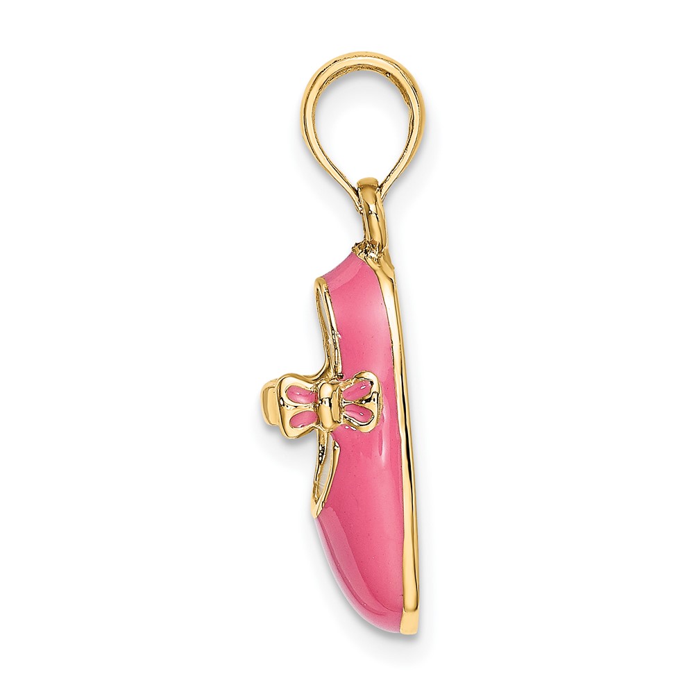14K 3-D w/ Pink Enamel Baby Shoe Charm (K6851)