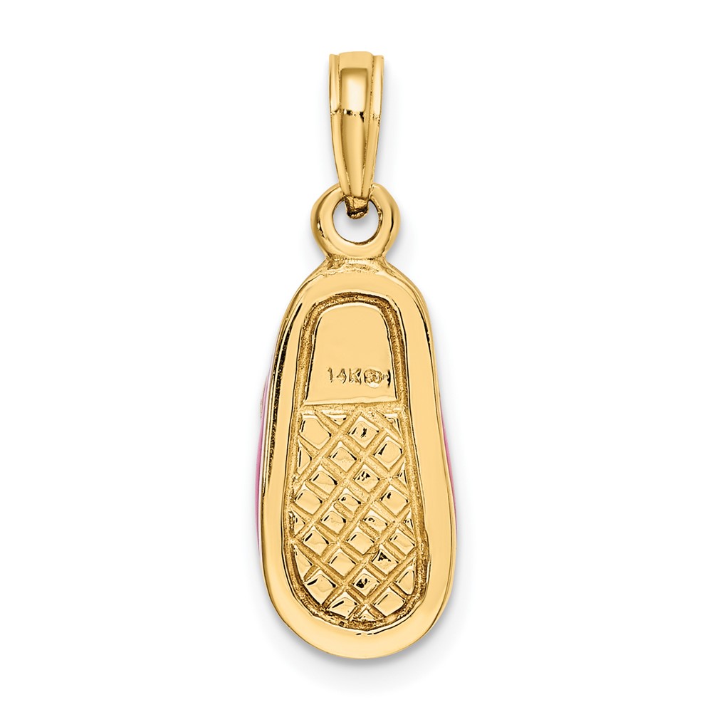 14K 3-D w/ Pink Enamel Baby Shoe Charm (K6851)