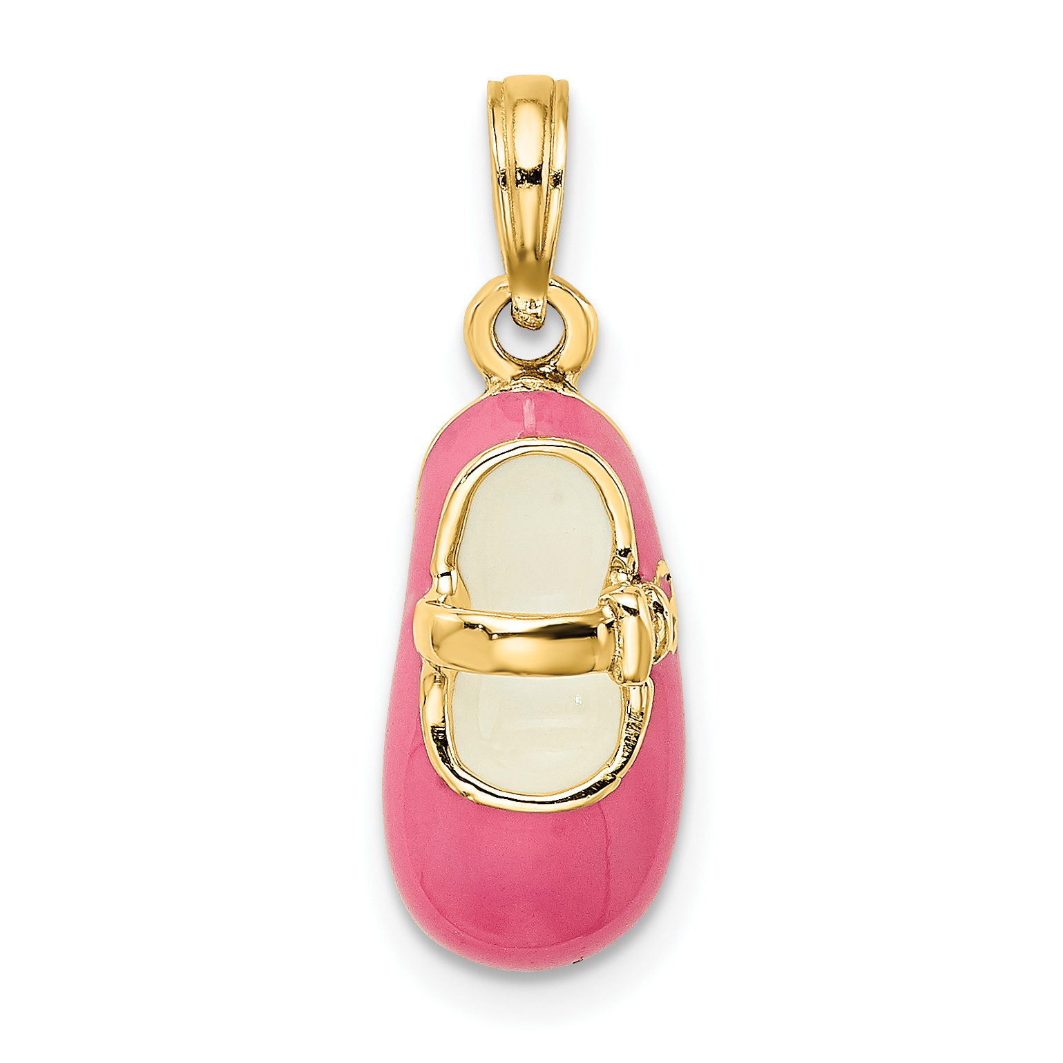 14K 3-D w/ Pink Enamel Baby Shoe Charm (K6851)