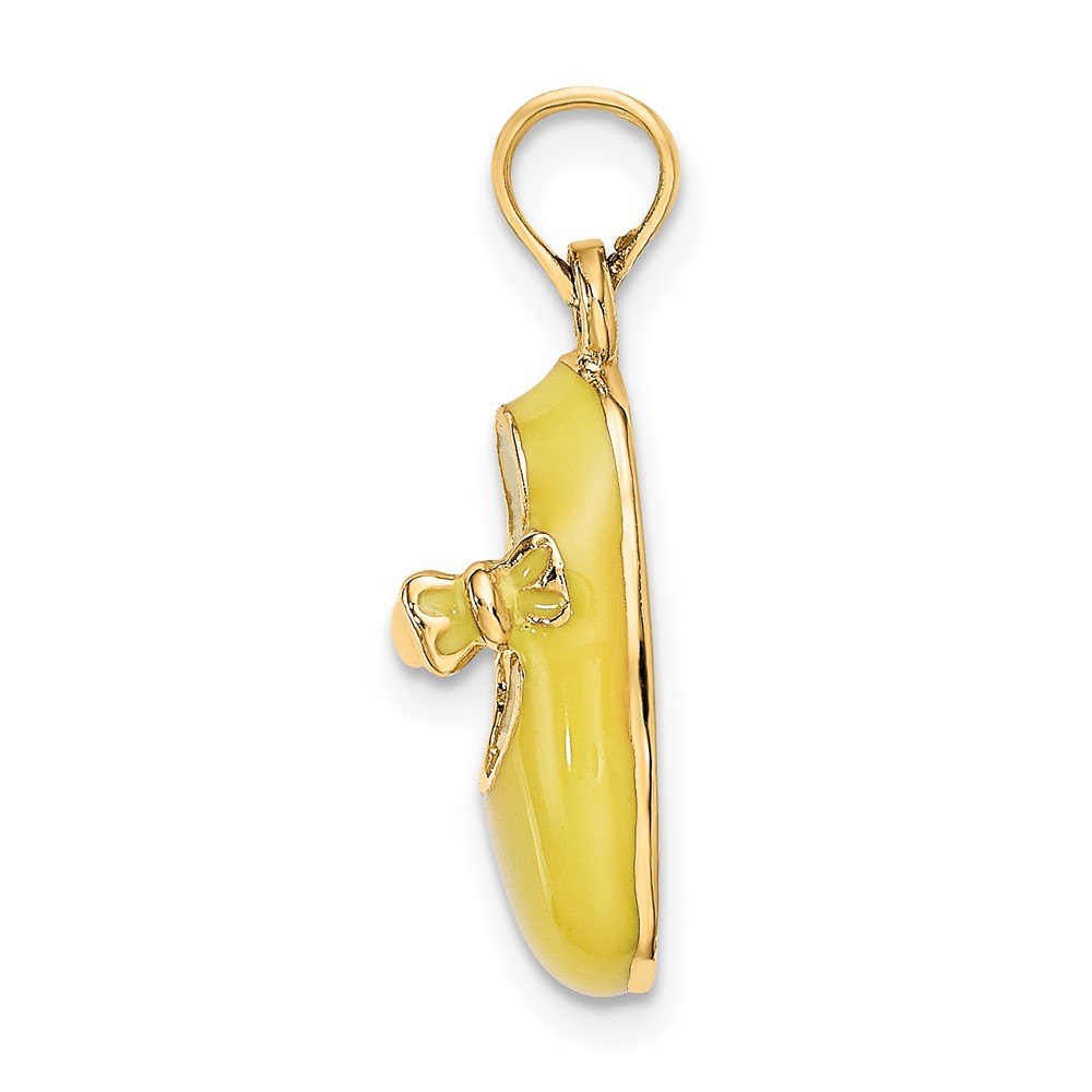 14K 3-D w/ Yellow Enamel Baby Shoe Charm (K6852)