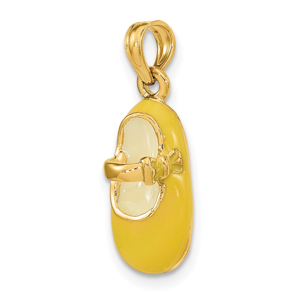 14K 3-D w/ Yellow Enamel Baby Shoe Charm (K6852)