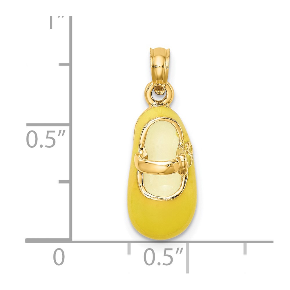14K 3-D w/ Yellow Enamel Baby Shoe Charm (K6852)