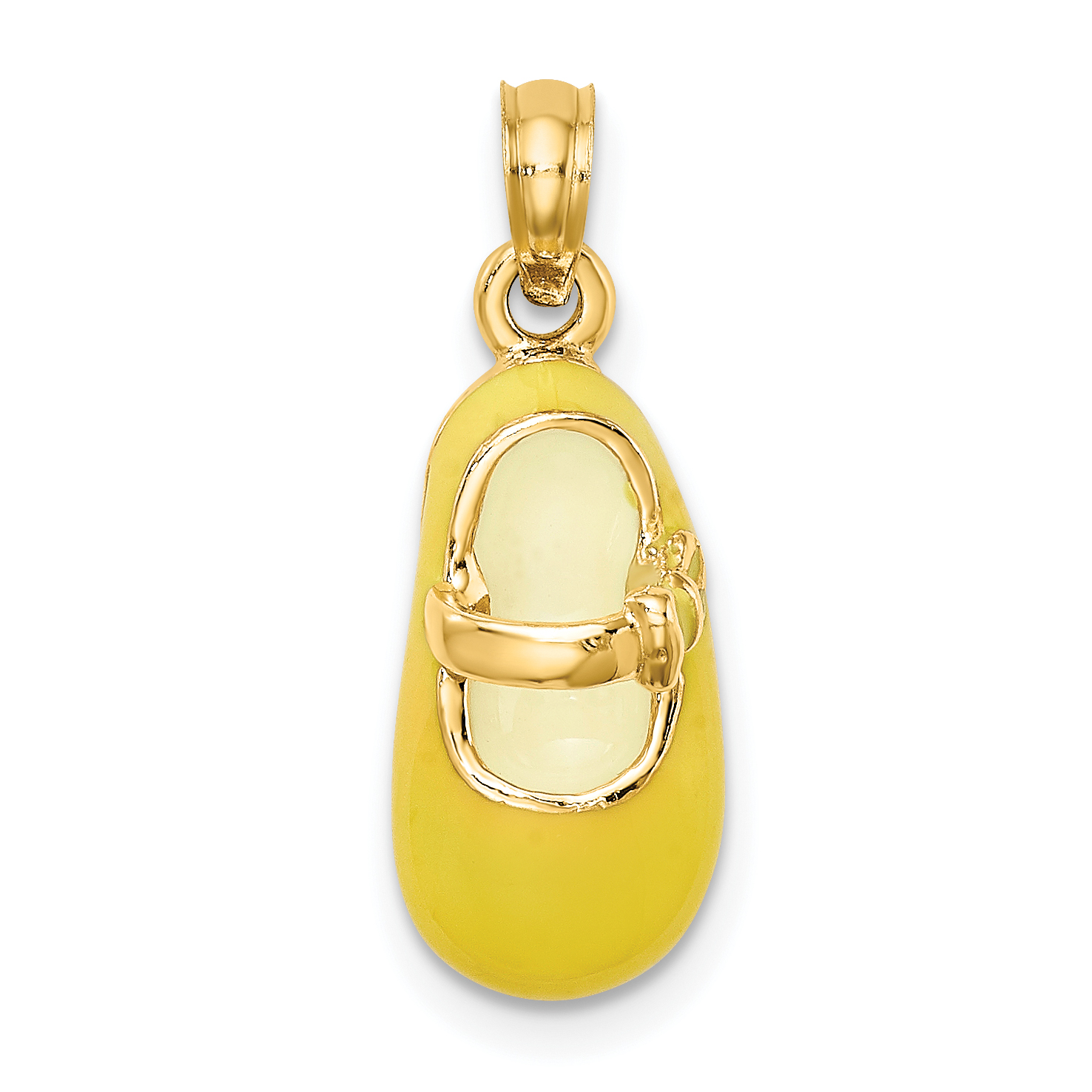14K 3-D w/ Yellow Enamel Baby Shoe Charm (K6852)