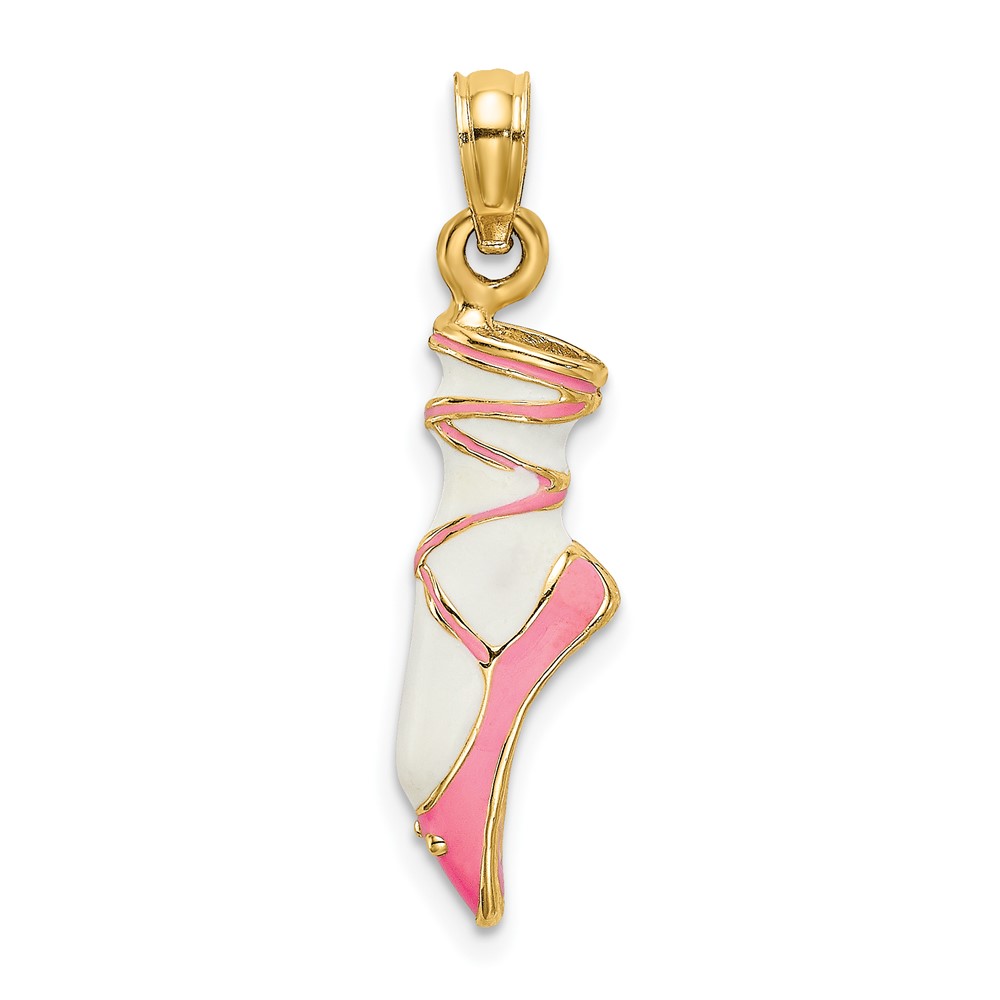 14K 3-D Enamel Ballet Shoe Charm (K6857)