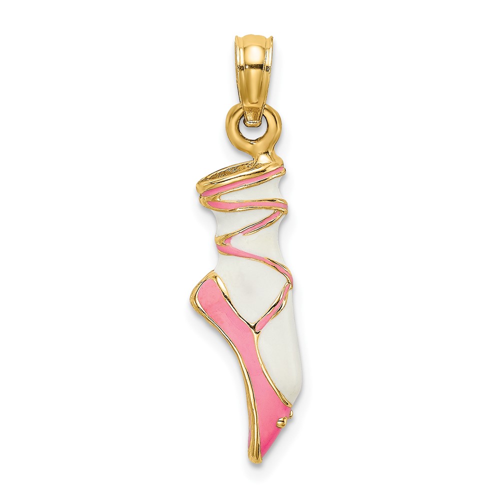 14K 3-D Enamel Ballet Shoe Charm (K6857)