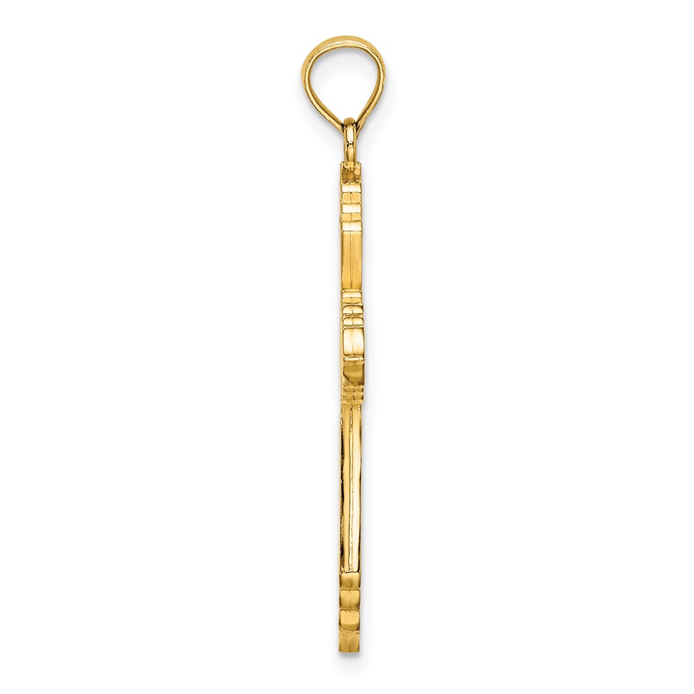 14K 3-D W/ Pink and White Enamel Cross Charm (K6858)