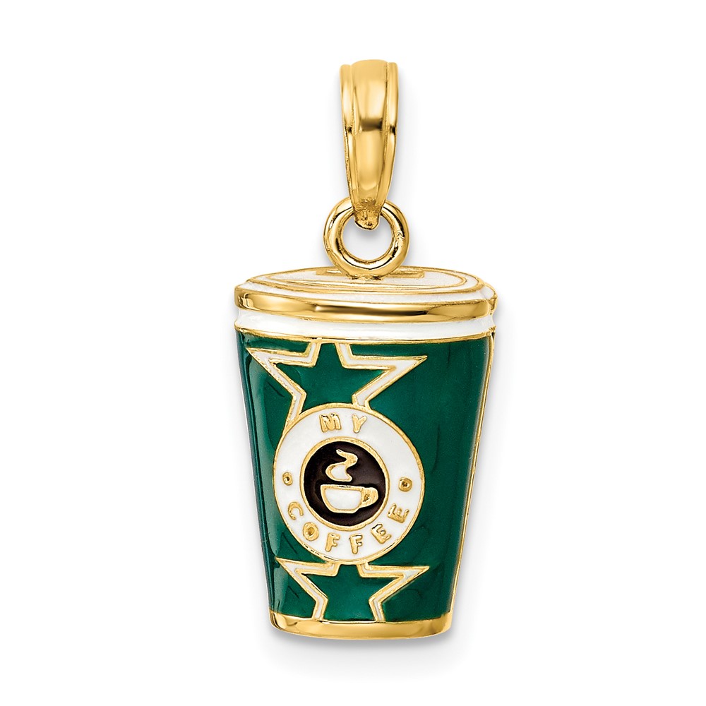 14k 3-D Enameled Coffee Cup Charm (K6875)