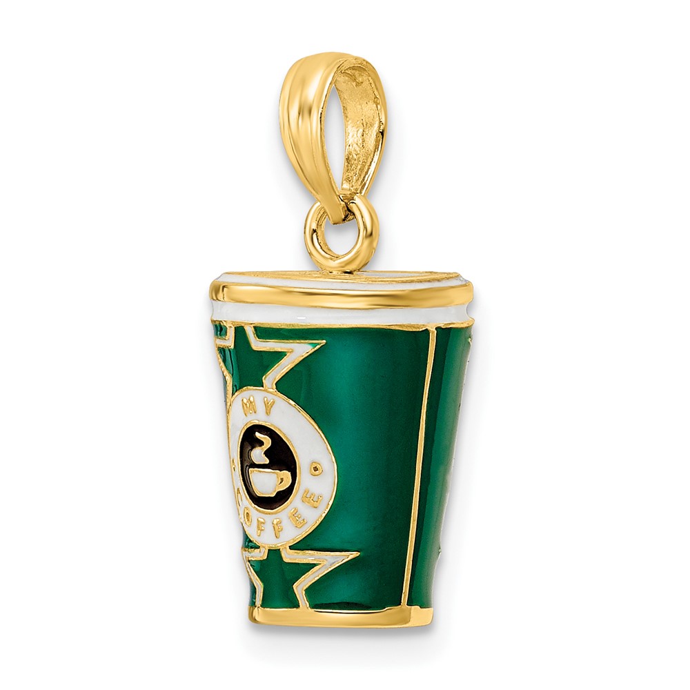 14k 3-D Enameled Coffee Cup Charm (K6875)