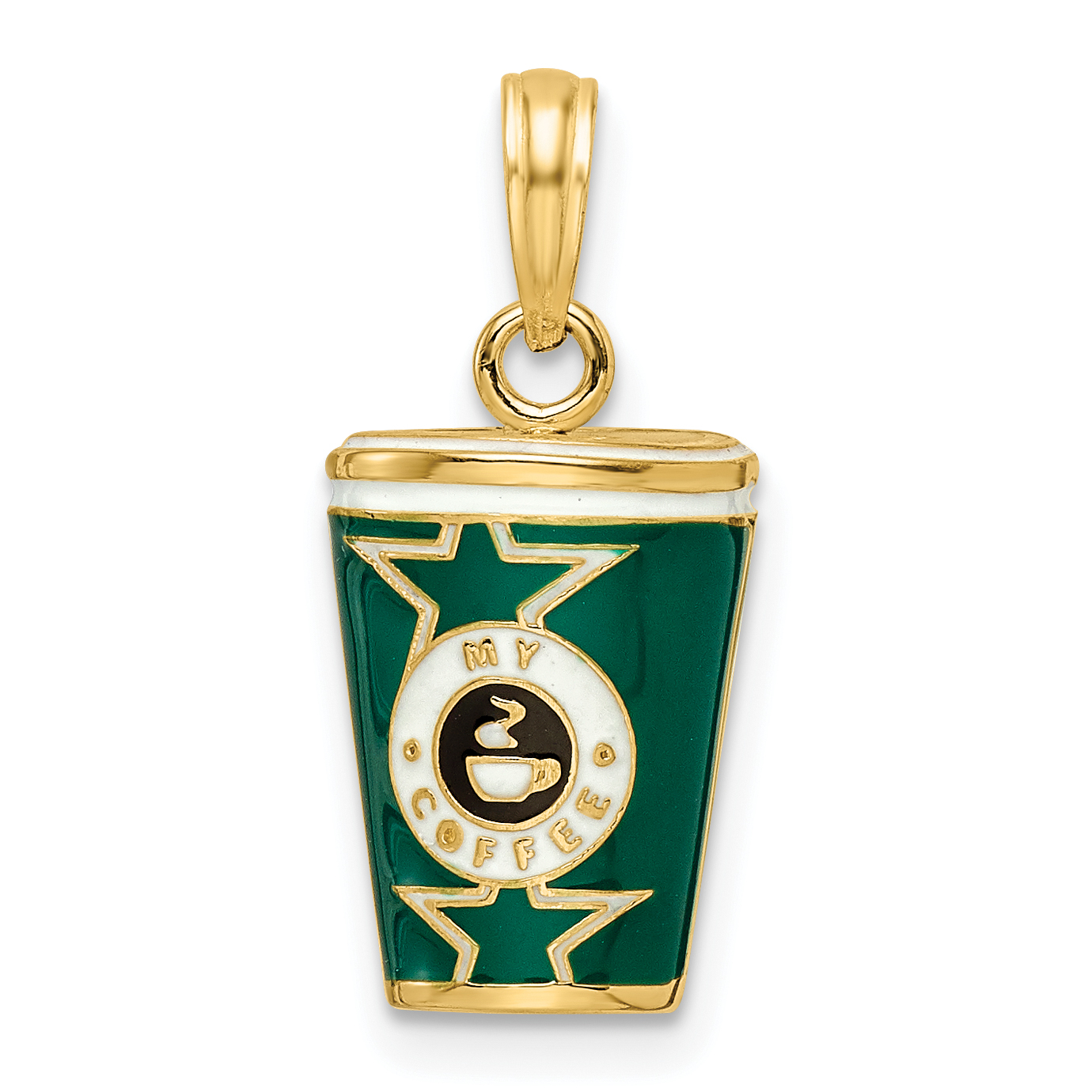 14k 3-D Enameled Coffee Cup Charm (K6875)