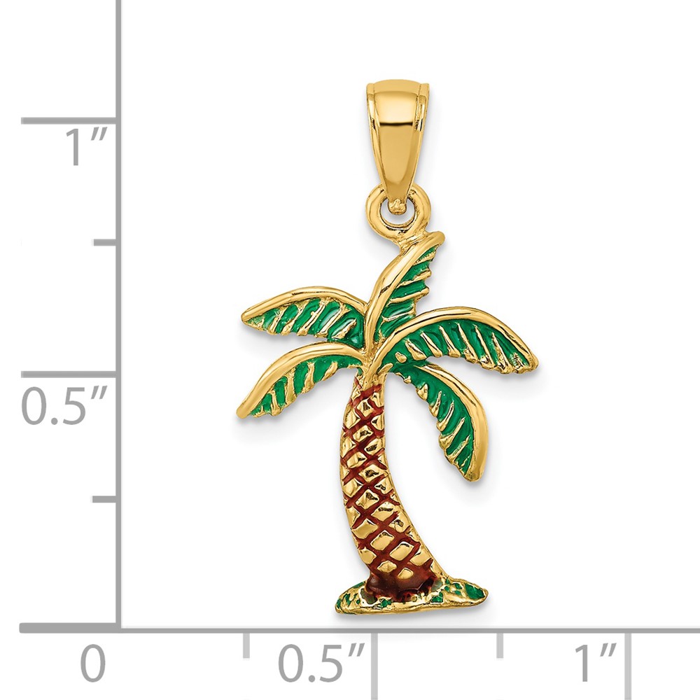 14K Enamel Palm Tree Charm (K6891)
