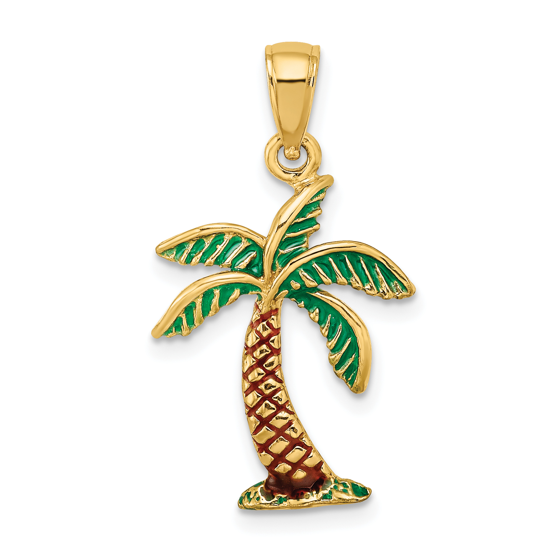 14K Enamel Palm Tree Charm (K6891)
