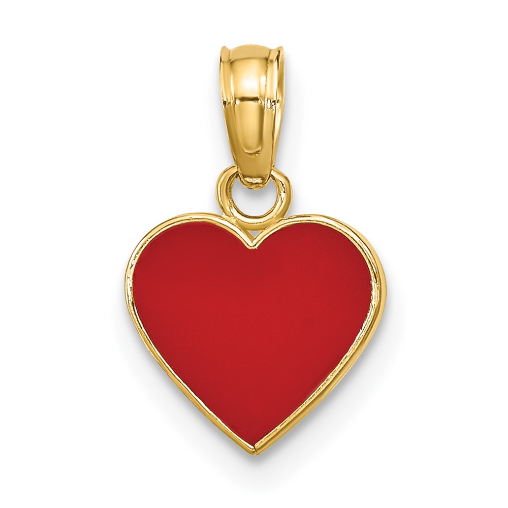 14K Polished Enameled Heart Pendant (K6892)