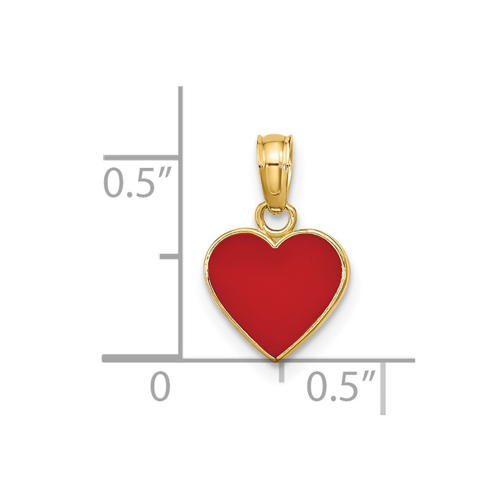 14K Polished Enameled Heart Pendant (K6892)