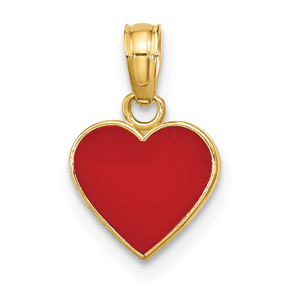 14K Polished Enameled Heart Pendant (K6892)